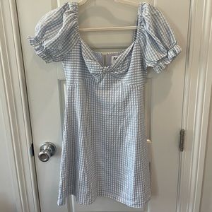 Blue and white mini dress